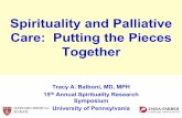 Spirituality and Palliative Care: Putting the Pieces … · Spirituality and Palliative Care: Putting the Pieces ... R/S beliefs 28 (53) It is God’s will, ... pts seen at outpt