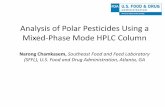 Analysis of Polar Pesticides Using a Mixed-Phase … · Analysis of Polar Pesticides Using a Mixed-Phase Mode HPLC Column Narong Chamkasem, Southeast Food and Feed Laboratory …