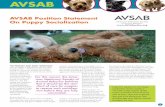 AVSAB Position Statement On Puppy Socialization American … · of Animal Behavior believes that it should be the standard of care for puppies to receive such socialization before