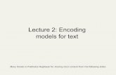 Lecture 2: Encoding models for text - Home - Cursuri ...andrei.clubcisco.ro/cursuri/f/f-sym/5master/aac-sri/Lecture 2... · Lecture 2: Encoding models for text . ... TREC (Text Retrieval