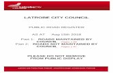 LATROBE CITY COUNCIL - latrobe.vic.gov.au · LATROBE CITY COUNCIL . PUBLIC ROAD REGISTER . AS AT Aug 15th 2018 . Part 1: ... ALPHA COURT MOE Sealed Access