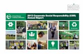 2013 Corporate Social Responsibility (CSR) Annual Report · 2013 Corporate Social Responsibility (CSR) Annual Report ... Achieving a customer engagement score of ... 50% of MIB staff