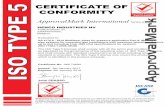 AMI 74694 - ISO Type 5 Certificate of Conformity · (ISO 17484-1:2006, MOD) Evaluated to: The ISO Type 5 licensee shall comply with all the terms and conditions as stipulated by the