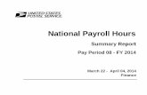 National Payroll Hours - Postal Regulatory Commission · Finance National Payroll Hours Summary Report Pay Period 08 - FY 2014 March 22 - April 04, 2014