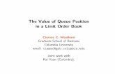 The Value of Queue Position in a Limit Order Bookmarket-microstructure.institutlouisbachelier.org/uploads/91_7... · The Value of Queue Position in a Limit Order Book Ciamac C. Moallemi