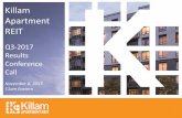Killam Apartment REIT - killamreit.com · Killam Apartment REIT Solid Progress Towards 2017 Strategic Targets 3 Grow Same Property NOI by 1% to 3% 3.2% Same Property NOI growth in