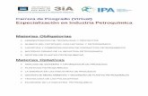 Especialización en Industria Petroquímica - ipa.org.ar · Carrera de Posgrado (Virtual) Especialización en Industria Petroquímica Materias Obligatorias ADMINISTRACION DE TECNOLOGIA