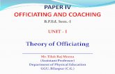 PAPER IV OFFICIATING AND COACHING Raj Meena - THEORY OF OFFICIATING.pdf · PAPER IV OFFICIATING AND COACHING B.P.Ed. Sem.-I UNIT - I Theory of Officiating _____ Mr. Tilak Raj Meena