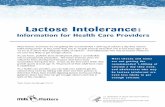 Lactose Intolerance: Information for Health Care Providers · Lactose Intolerance: Information for Health Care Providers Most tweens* and teens are not getting the recommended 1,300