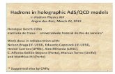 Hadrons in holographic AdS/QCD models - IFboschi/pesquisa/seminarios/Boschi_Hadrons_XIII.pdf · Hadrons in holographic AdS/QCD models in Hadron Physics XIII Angra dos Reis, March
