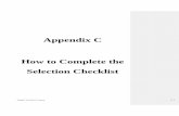 Appendix C How to Complete the Selection Checklist · Appendix C – How to Complete the Selection Checklist PDMSG 12/15/2015 Version C-3 Section 1 – Using the Checklist to Determine