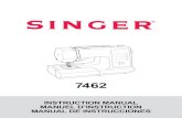 7462 - SINGER Sewing Co. · 7462. IMPORTANT SAFETY INSTRUCTIONS 1. This sewing machine should never be left unattended when plugged in. Always unplug this sewing machine from the