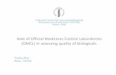 Role of Official Medicines Control Laboratories (OMCL) in … · Role of Official Medicines Control Laboratories (OMCL) in assessing quality of biologicals. National Center for Immunobiologicals