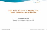 Full Text Search in MySQL 5.1 New Features and HowTomysqlfulltextsearch.com/full_text.pdf · Copyright 2006 MySQL AB The World’s Most Popular Open Source Database 40 Time for questions