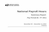 National Payroll Hours - Postal Regulatory Commission · National Payroll Hours December 04 Pay Period 26 ... REFERENCE NBR: ... 54,870,199 2,066,045 26.5580 19 SICK LEAVE 303,137,122
