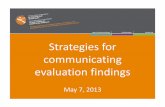 Strategies for communicating evaluation findings · Strategies for communicating evaluation findings ... Zarinpoush, Von Sychowski, & Sperling, 2007. Planning for knowledge exchange.