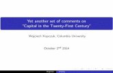 Capital in the Twenty-First Century - Columbia Universitywk2110/bin/PikettyNYUpresent.pdf · \Capital in the Twenty-First Century" ... Kopczuk Piketty. Quick summary of the book (700