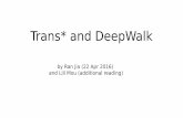 Trans* and DeepWalk - PKUSEIsei.pku.edu.cn/~moull12/resource/KB.pdf · TransE/TransH/TransR learn a unique vector for each relation, which may be under-representative to fit all entity