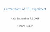 Current status of CSL experimentgranite.phys.s.u-tokyo.ac.jp/komori/seminar/presentation8.pdf · Helou+, PRD 95, 084054 (2017) Lisa Pathfinder Ø Free-falling oscillator without suspension