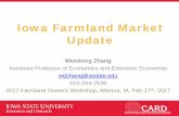 Iowa Farmland Market Update · Iowa Farmland Market Update ... wdzhang@iastate.edu 515-294-2536. 2017 Farmland Owners Workshop, ... $7,799 . $7,624 ; $7,704 . West Central. $7,628