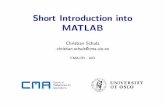 Short Introduction into MATLAB - Forsiden - Universitetet ... · Flow Control Built in ... Christian Schulz (CMA/IFI ... Short Introduction into MATLAB 22/23. Outline Basics Next