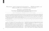 Reason and Argumentation – Philosophy as discourse in ... · With Chaim Perelman, reason is restored within a pluralistic moral and axiological frame, as historical reason, revealed