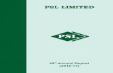 PSL LIMITED · PSL 2 29th 201617 NOTICE To, The Members of PSL LIMITED Notice is hereby given that Twenty Ninth Annual General Meeting of the Company will be held on Thursday, the