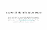 Bacterial Identification Tests - shyama.faculty.unlv.edushyama.faculty.unlv.edu/251/practical2-251-bacterial-id-tests.pdf · Phenol Red (PR) Fermentation glucose, sucrose, lactose