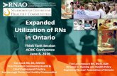 Expanded Utilization of RNs in Ontario - allianceon.org · • RNs would be expected to complete a voluntary course. Proposed Regulatory Model •The experience of “lists” (i.e.