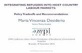 Maria Vincenza Desiderio - EMN BELGIUM · INTEGRATING REFUGEES INTO HOST COUNTRY LABOUR MARKETS: Policy Tradeoffs and Recommendations Maria Vincenza Desiderio Senior Policy Analyst