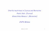 Sterile neutrinos in Icarus and Borexino Paola Sala ... · Paola Sala (Icarus) Gioacchino Ranucci (Borexino) INFN Milano Milano 4-4- 2013 . Outline Neutrino oscillations and hints