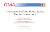 Implications of the Food Safety Modernization Act · Implications of the Food Safety Modernization Act ... records to support ... personnel who need to learn and apply the principles