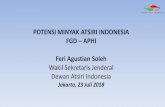 POTENSI MINYAK ATSIRI INDONESIA FGD APHI Feri Agustian … DAI FGD APHI... · jenis ini bibit masih dalam pengembangan untuk scale-up), kayu putih, dan kenanga (gaharu juga potensial