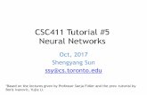 Neural Networks Tutorial - cs.toronto.edujlucas/teaching/csc411/lectures/tut5... · CSC411 Tutorial #5 Neural Networks Oct, 2017 Shengyang Sun ssy@cs.toronto.edu *Based on the lectures
