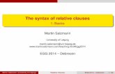 The syntax of relative clauses - Martin Salzmannmartinsalzmann.com/teaching/2014_EGG/2014_EGG_01_Handout.pdf · The syntax of relative clauses 1: Basics Martin Salzmann University