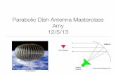 Parabolic Dish Antenna Masterclass Amy 12/5/13 · • A dish antenna follows the shape of a paraboloid-The shape swept out by a parabola y=ax2 rotated about the z axis • This shape