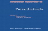 Parentheticals (Linguistik Aktuell / Linguistics Today, 106) · Library of Congress Cataloging-in-Publication Data Parentheticals / edited by Nicole Dehé and Yordanka Kavalova. p.