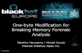 One-byte Modification for Breaking Memory Forensic Analysismedia.blackhat.com/.../bh-eu-12-Haruyama-Memory_Forensic-Slides.pdf · One-byte Modification for Breaking Memory Forensic