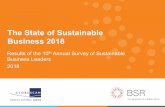 The State of Sustainable Business 2018 Aug15 - bsr.org · 4 About This Research •The 10th Annual BSR/GlobeScan State of Sustainable Business Surveyprovides insight into the world