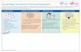 Knowledge Translation Planning Template© This template was designed to assist with the development of Knowledge Translation (KT) plans for research but can be used to plan for non-research
