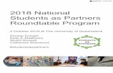 2018 National Students as Partners Roundtable … itali.uq.edu.au/about/projects/students-as-partners Twitter: #studentsaspartners Table of Contents About Students as Partners Practices