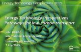 Energy Technology Perspectives Pathways for low-carbon ... · (pkm, tkm, vkm) and vehicle stock New vehicle registrations by age and by powertrain Energy use CO 2 emissions Emission