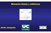 7.Momento lineal y colisiones · The linear momentum of a particle or an object that can be modeled as a particle of mass m moving with a velocity v is deﬁned to be the product