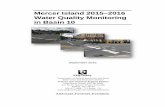 Mercer Island 2015 2016 Water Quality Monitoring in Basin 10 Island 2015–2016 Water Quality Monitoring in Basin 10 King County v September 2016 EXECUTIVE SUMMARY The 2015-16 stormwater