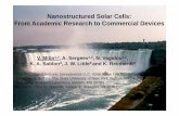 Nanostructured Solar Cells: From Academic Research to ... · weight cells (“10 million rooftops” bill proposal) • Market size – 2010 $5B, 20GW top 15 cell producers average