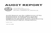 Audit Report on the Adherence of the Department … of New York City Comptroller William C. Thompson, Jr. The City of New York Office of the Comptroller Bureau of Management Audit