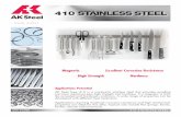 410 STAINLESS STEEL - AK Steel Holding · Type 410 Stainless Steel ... AK Steel is a world leader in the production of flat-rolled carbon, stainless and electrical steel ... Data