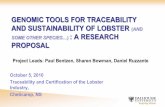 GENOMIC TOOLS FOR TRACEABILITY AND SUSTAINABILITY …lobstercouncilcanada.ca/wp-content/uploads/2011/03/Paul-lobster-traceability... · GENOMIC TOOLS FOR TRACEABILITY AND SUSTAINABILITY