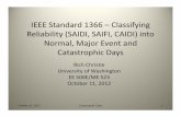 IEEE Standard 1366 –Classifying ... - class.ece.uw.edu Pres.pdf · 11.10.2012 · IEEE Standard 1366 • Need to compare utilities – If regulators compare utilities, the comparison
