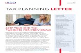 TAX PLANNING LETTER - BDO USA, LLP | Accounting, Tax ... 2 / 2017 Year-End Tax Planning for Individuals This Tax Letter discusses planning for federal income taxes. However, state